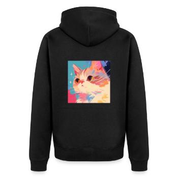Chat, Motif De Chat - Veste à capuche bio Premium Unisexe - noir - Dos - Nico (187cm)