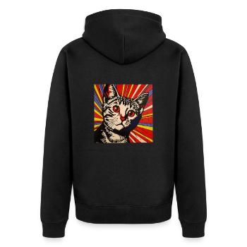 Cat, Cat Motif - Unisex Premium Organic Zip Hoodie - black - Back - Nico (187cm)
