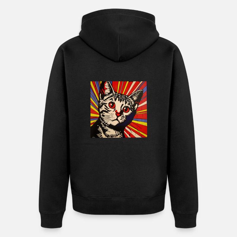 Chat, Motif De Chat - Veste à capuche bio Premium Unisexe - noir