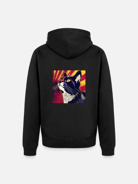 Cat, Cat Motif - Unisex Premium Organic Zip Hoodie - black