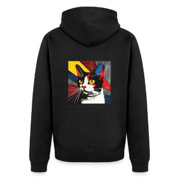 Chat, Motif De Chat - Veste à capuche bio Premium Unisexe - noir - Dos - Nico (187cm)
