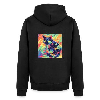 Chat, Motif De Chat - Veste à capuche bio Premium Unisexe - noir - Dos - Nico (187cm)