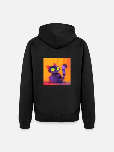 Cat, Cat Motif - Unisex Premium Organic Zip Hoodie - black