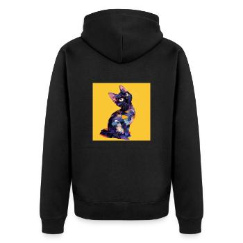 Chat, Motif De Chat - Veste à capuche bio Premium Unisexe - noir - Dos - Nico (187cm)