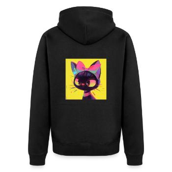 Chat, Motif De Chat - Veste à capuche bio Premium Unisexe - noir - Dos - Nico (187cm)