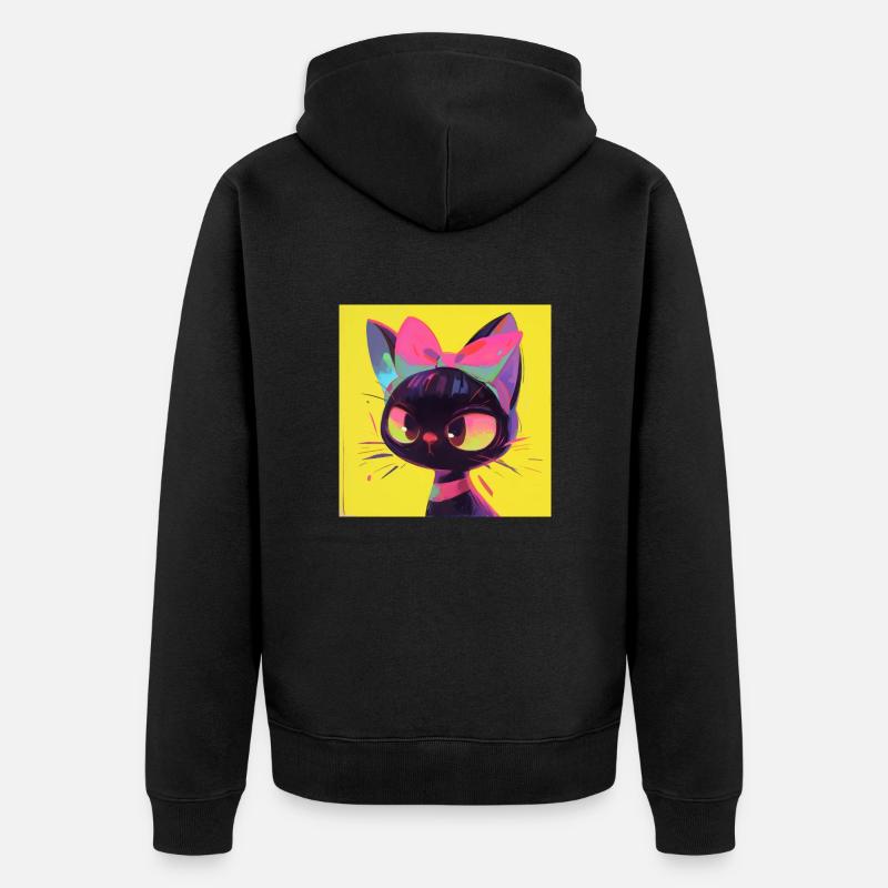 Chat, Motif De Chat - Veste à capuche bio Premium Unisexe - noir