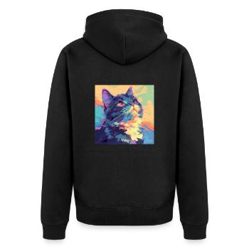 Chat, Motif De Chat - Veste à capuche bio Premium Unisexe - noir - Dos - Nico (187cm)