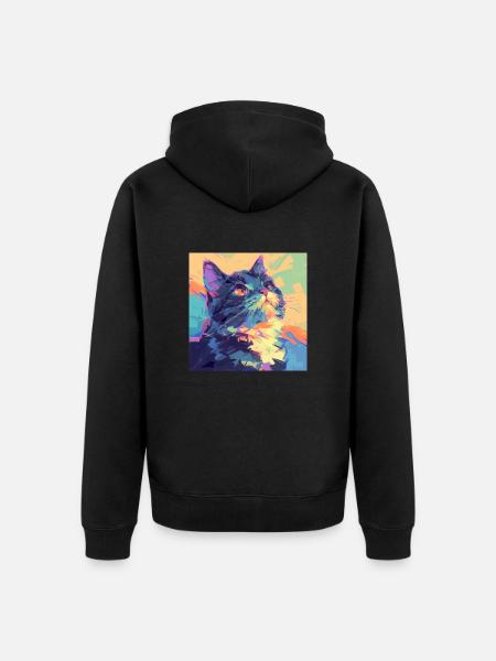 Cat, Cat Motif - Unisex Premium Organic Zip Hoodie - black