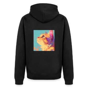 Cat, Cat Motif - Unisex Premium Organic Zip Hoodie - black - Back - Nico (187cm)