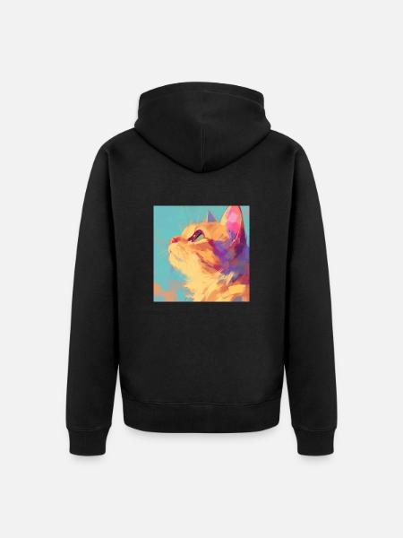 Cat, Cat Motif - Unisex Premium Organic Zip Hoodie - black