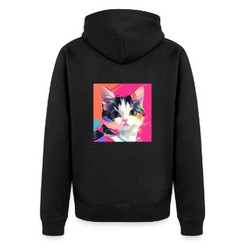 Chat, Motif De Chat - Veste à capuche bio Premium Unisexe - noir - Dos - Nico (187cm)