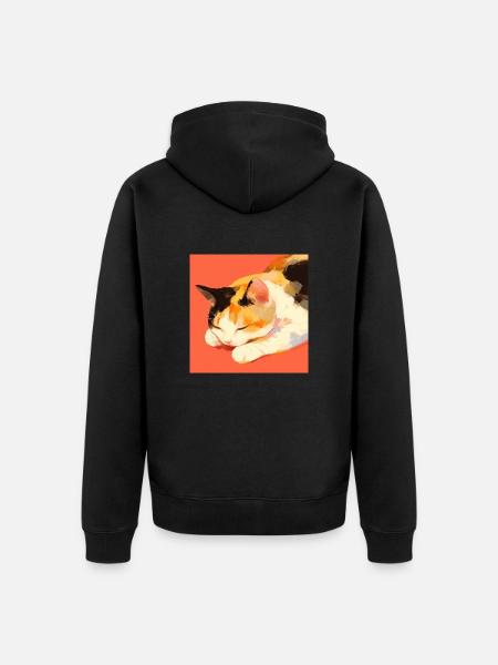 Cat, Cat Motif - Unisex Premium Organic Zip Hoodie - black