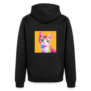 Katze, katzenmotiv - Unisex Premium Bio Zip Hoodie - Schwarz - Hinten - Nico (187cm)