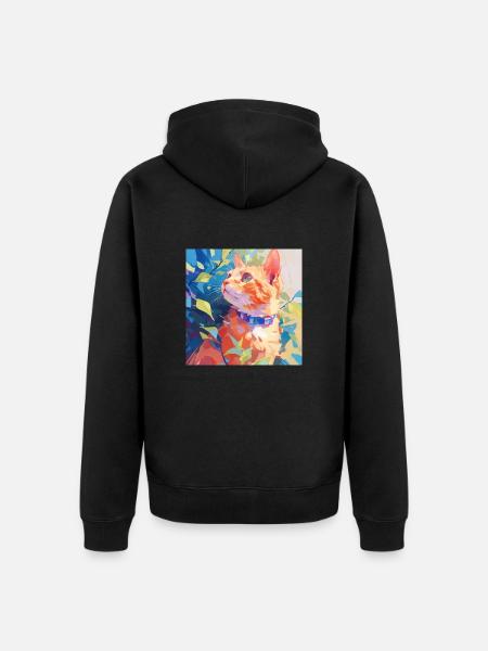 Katze, katzenmotiv - Unisex Premium Bio Zip Hoodie - Schwarz