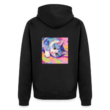 Cat, Cat Motif - Unisex Premium Organic Zip Hoodie - black - Back - Nico (187cm)