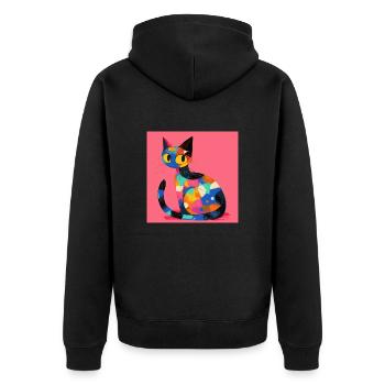 Chat, Motif De Chat - Veste à capuche bio Premium Unisexe - noir - Dos - Nico (187cm)