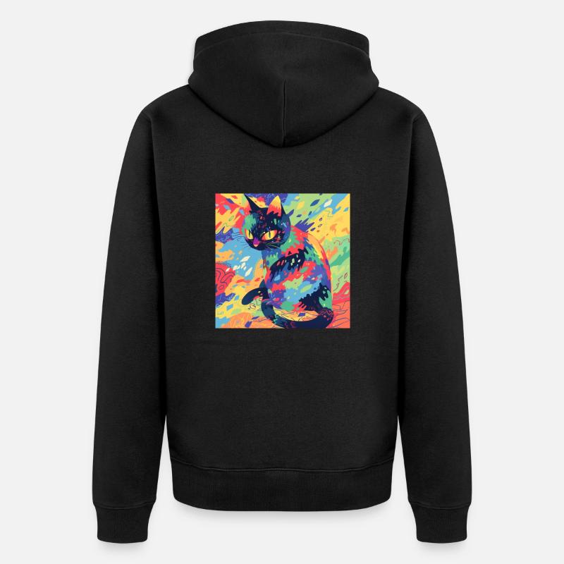 Chat, Motif De Chat - Veste à capuche bio Premium Unisexe - noir