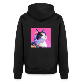 Katze, katzenmotiv - Unisex Premium Bio Zip Hoodie - Schwarz - Hinten - Nico (187cm)