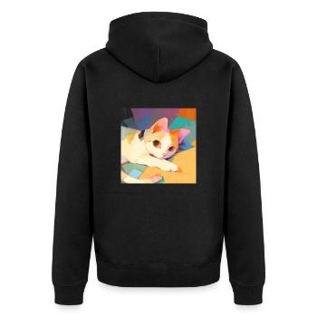Chat, Motif De Chat - Veste à capuche bio Premium Unisexe - noir - Dos - Nico (187cm)