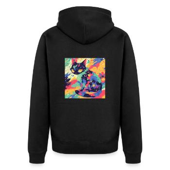 Chat, Motif De Chat - Veste à capuche bio Premium Unisexe - noir - Dos - Nico (187cm)