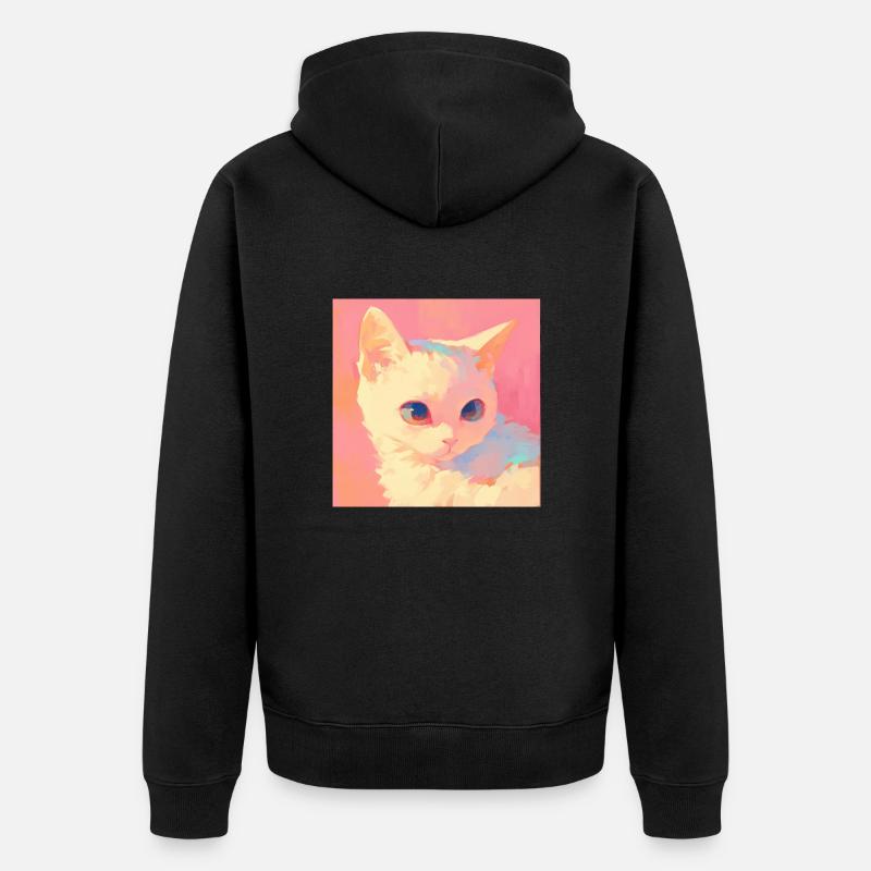 Chat, Motif De Chat - Veste à capuche bio Premium Unisexe - noir