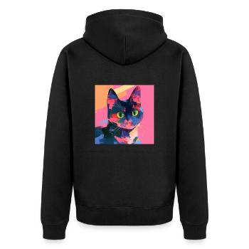 Chat, Motif De Chat - Veste à capuche bio Premium Unisexe - noir - Dos - Nico (187cm)