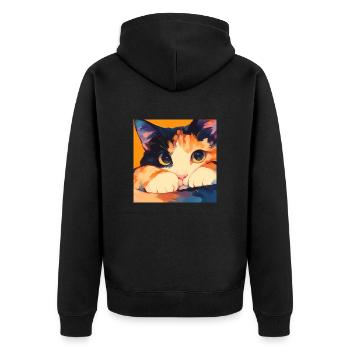 Chat, Motif De Chat - Veste à capuche bio Premium Unisexe - noir - Dos - Nico (187cm)