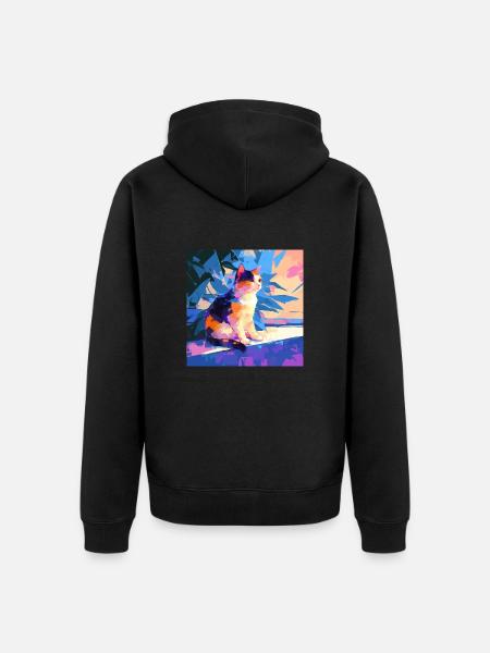 Cat, Cat Motif - Unisex Premium Organic Zip Hoodie - black
