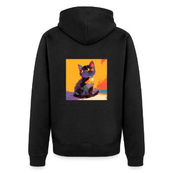 Chat, Motif De Chat - Veste à capuche bio Premium Unisexe - noir - Dos - Nico (187cm)