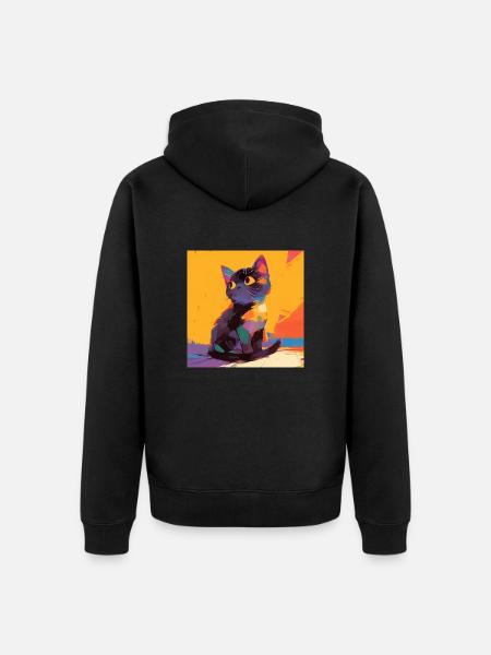 Chat, Motif De Chat - Veste à capuche bio Premium Unisexe - noir