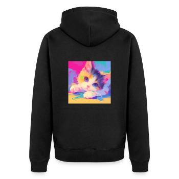 Katze, katzenmotiv - Unisex Premium Bio Zip Hoodie - Schwarz - Hinten - Nico (187cm)