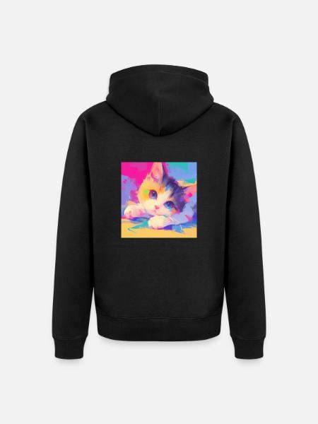 Cat, Cat Motif - Unisex Premium Organic Zip Hoodie - black
