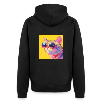 Cat, Cat Motif - Unisex Premium Organic Zip Hoodie - black - Back - Nico (187cm)