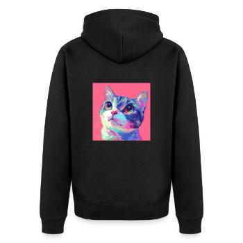 Cat, Cat Motif - Unisex Premium Organic Zip Hoodie - black - Back - Nico (187cm)