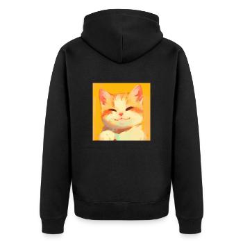 Cat, Cat Motif - Unisex Premium Organic Zip Hoodie - black - Back - Nico (187cm)