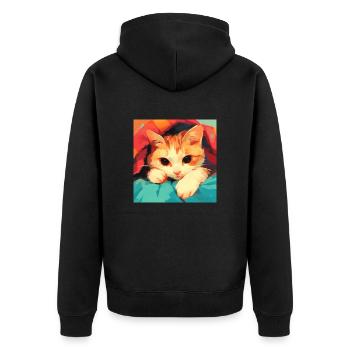 Cat, Cat Motif - Unisex Premium Organic Zip Hoodie - black - Back - Nico (187cm)
