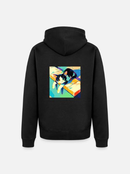 Kissa, Kissa Aihe - Premium unisex luomu-huppari vetoketjulla - musta