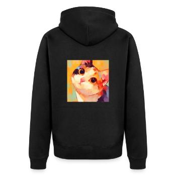 Cat, Cat Motif - Unisex Premium Organic Zip Hoodie - black - Back - Nico (187cm)