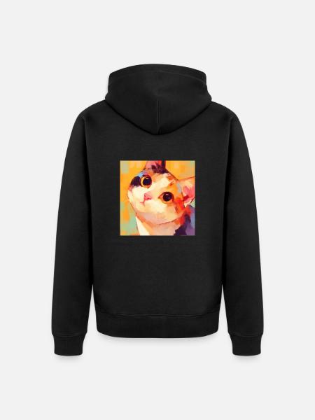 Chat, Motif De Chat - Veste à capuche bio Premium Unisexe - noir