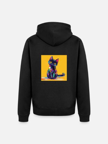Cat, Cat Motif - Unisex Premium Organic Zip Hoodie - black
