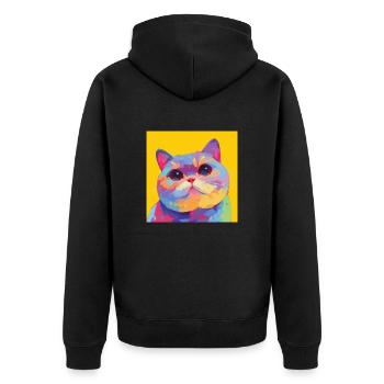 Cat, Cat Motif - Unisex Premium Organic Zip Hoodie - black - Back - Nico (187cm)