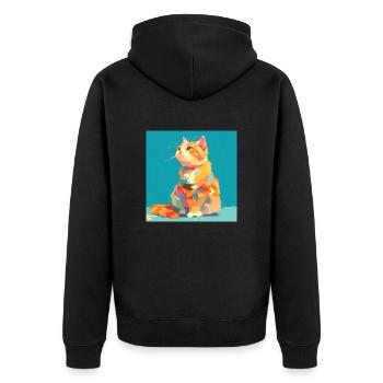 Cat, Cat Motif - Unisex Premium Organic Zip Hoodie - black - Back - Nico (187cm)