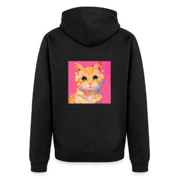 Cat, Cat Motif - Unisex Premium Organic Zip Hoodie - black - Back - Nico (187cm)