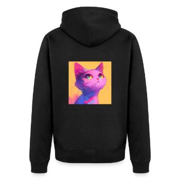 Katze, katzenmotiv - Unisex Premium Bio Zip Hoodie - Schwarz - Hinten - Nico (187cm)