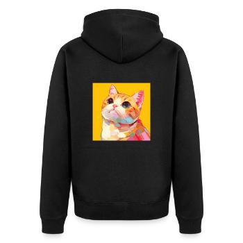 Chat, Motif De Chat - Veste à capuche bio Premium Unisexe - noir - Dos - Nico (187cm)