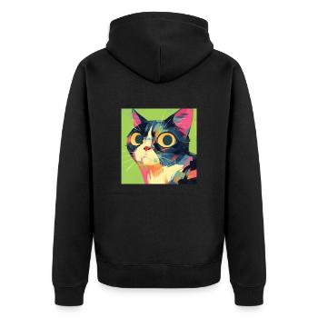 Cat, Cat Motif - Unisex Premium Organic Zip Hoodie - black - Back - Nico (187cm)