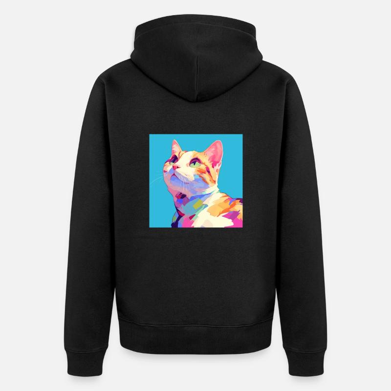 Chat, Motif De Chat - Veste à capuche bio Premium Unisexe - noir