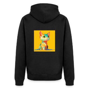 Cat, Cat Motif - Unisex Premium Organic Zip Hoodie - black - Back - Nico (187cm)