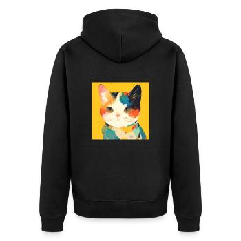 Cat, Cat Motif - Unisex Premium Organic Zip Hoodie - black - Back - Nico (187cm)