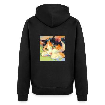 Cat, Cat Motif - Unisex Premium Organic Zip Hoodie - black - Back - Nico (187cm)